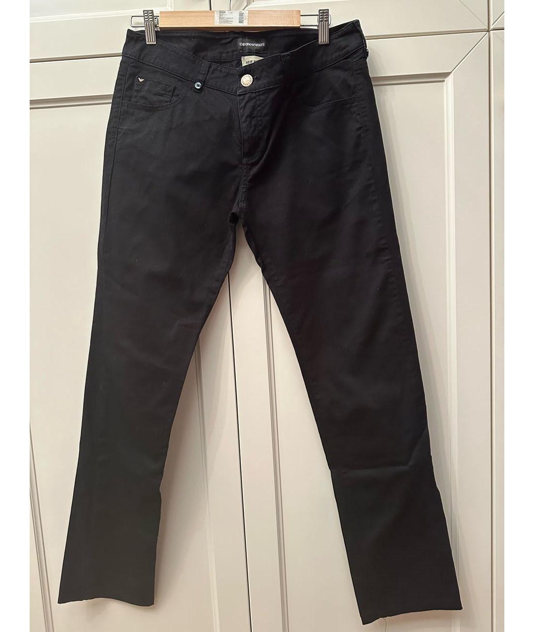 EMPORIO ARMANI Черные хлопковые прямые джинсы, фото 7