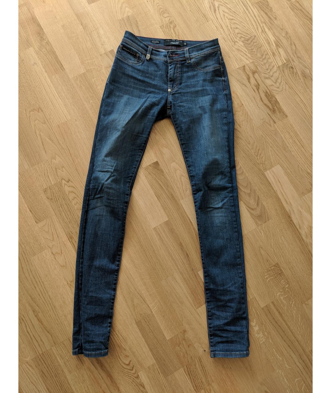 PHILIPP PLEIN Синие хлопковые прямые джинсы, фото 6