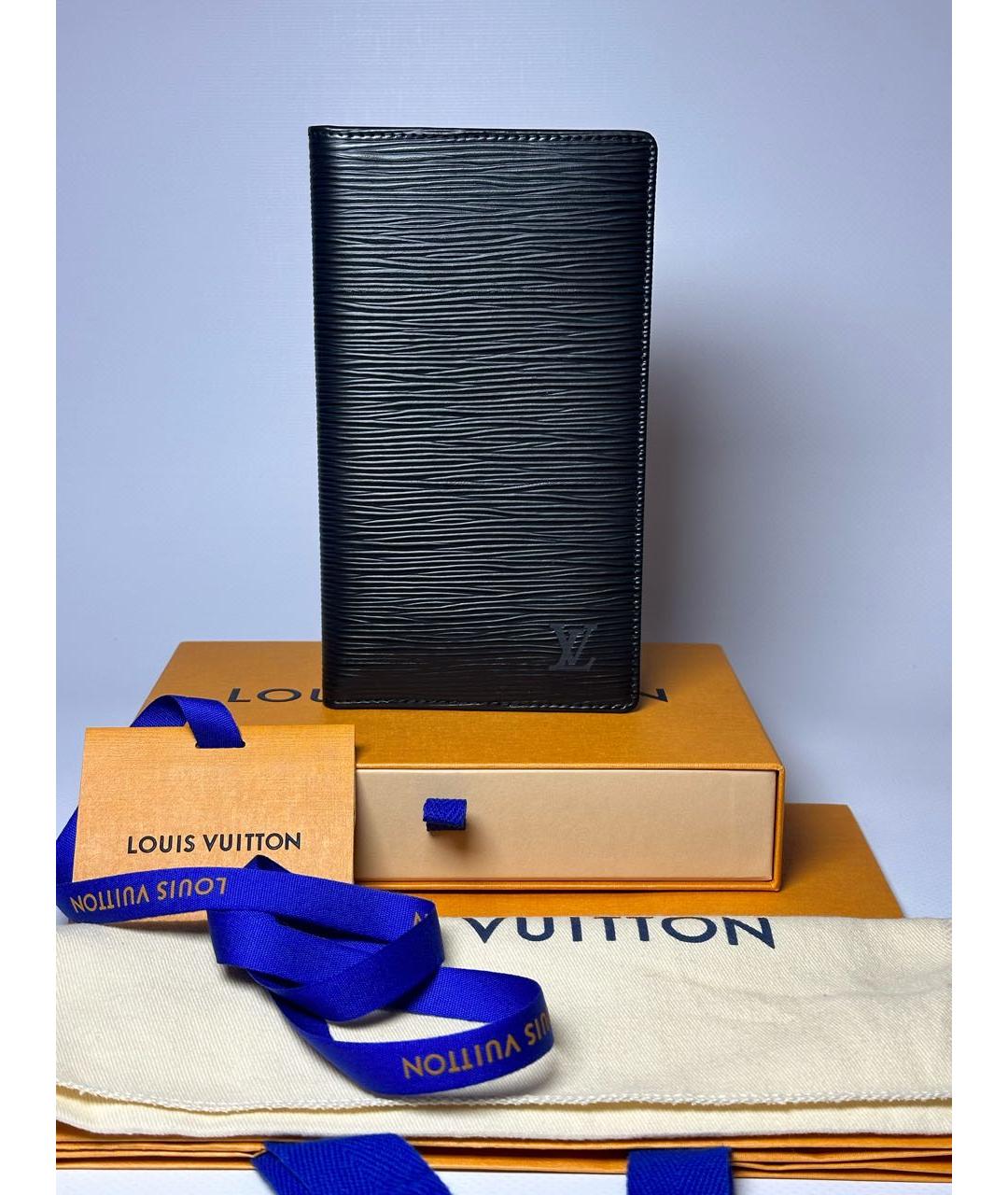 LOUIS VUITTON Черный кожаный кошелек, фото 4