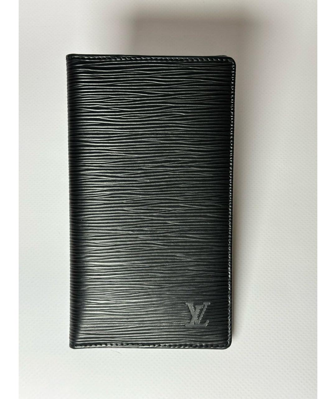 LOUIS VUITTON Черный кожаный кошелек, фото 9