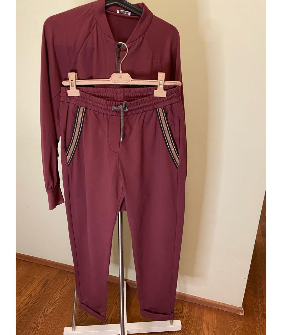 BRUNELLO CUCINELLI Бордовый хлопковый костюм с брюками, фото 3