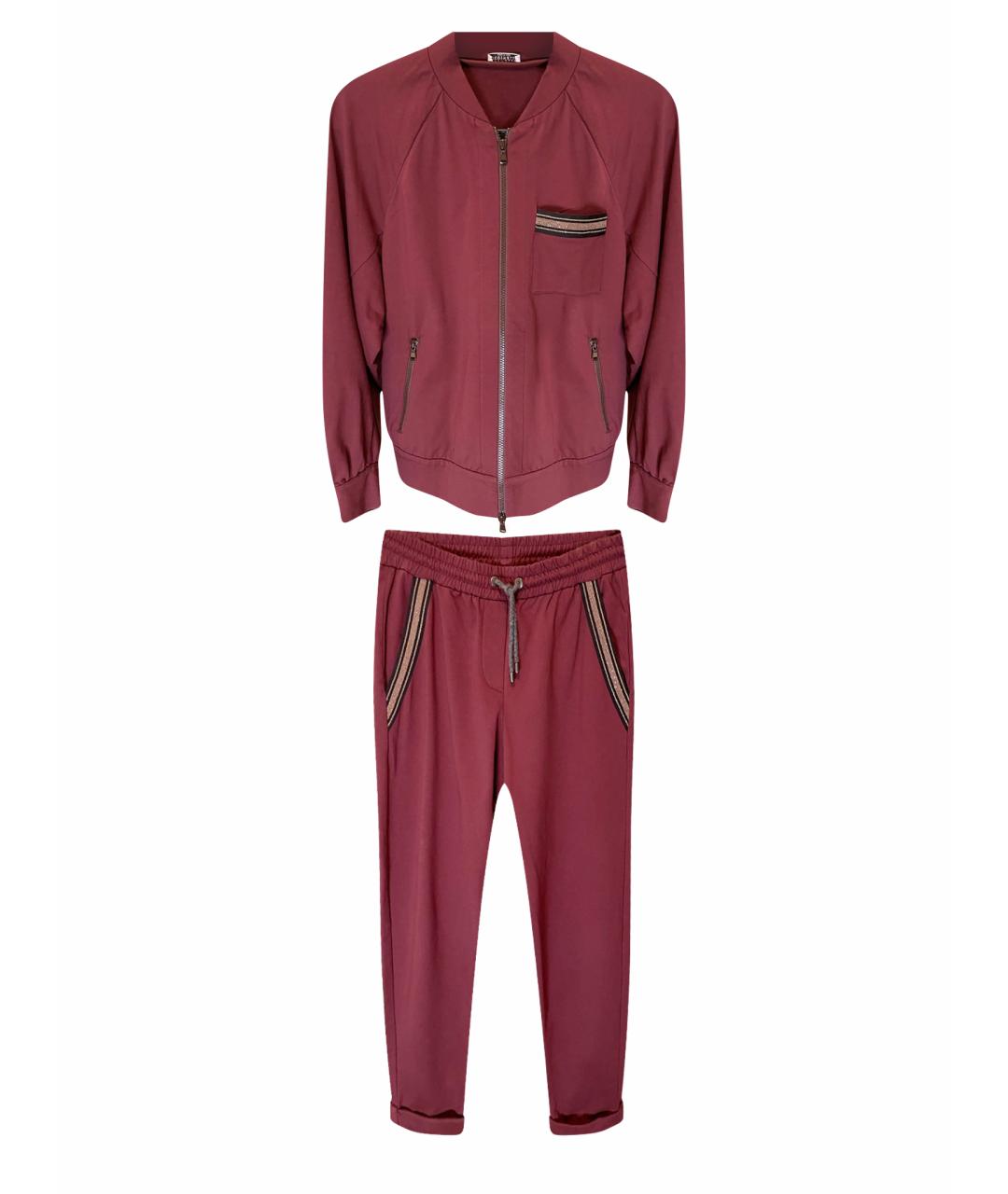 BRUNELLO CUCINELLI Бордовый хлопковый костюм с брюками, фото 1