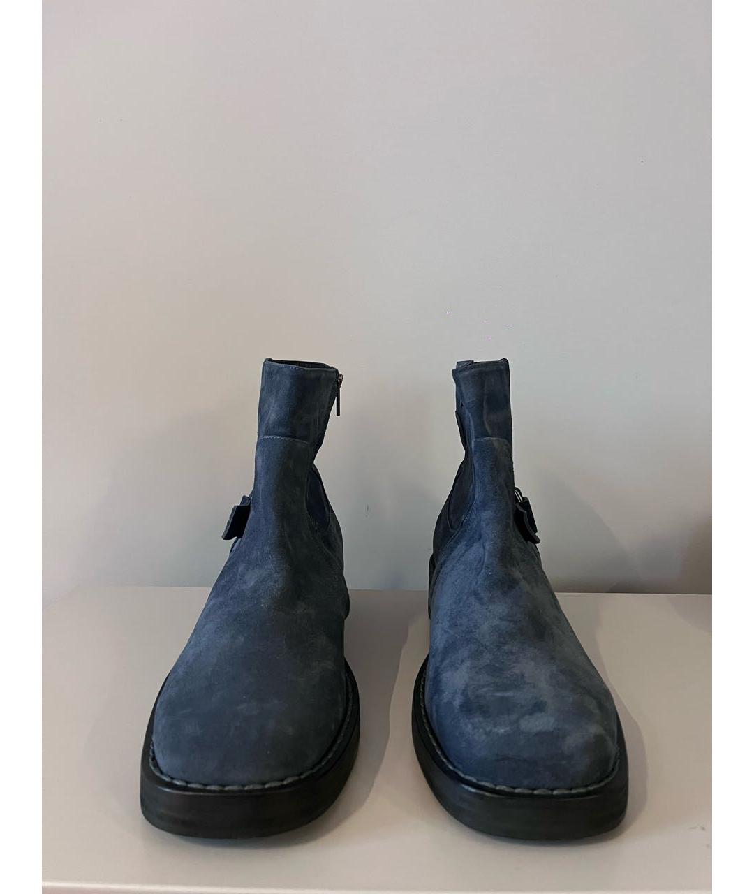 RAF SIMONS Голубые замшевые высокие ботинки, фото 4