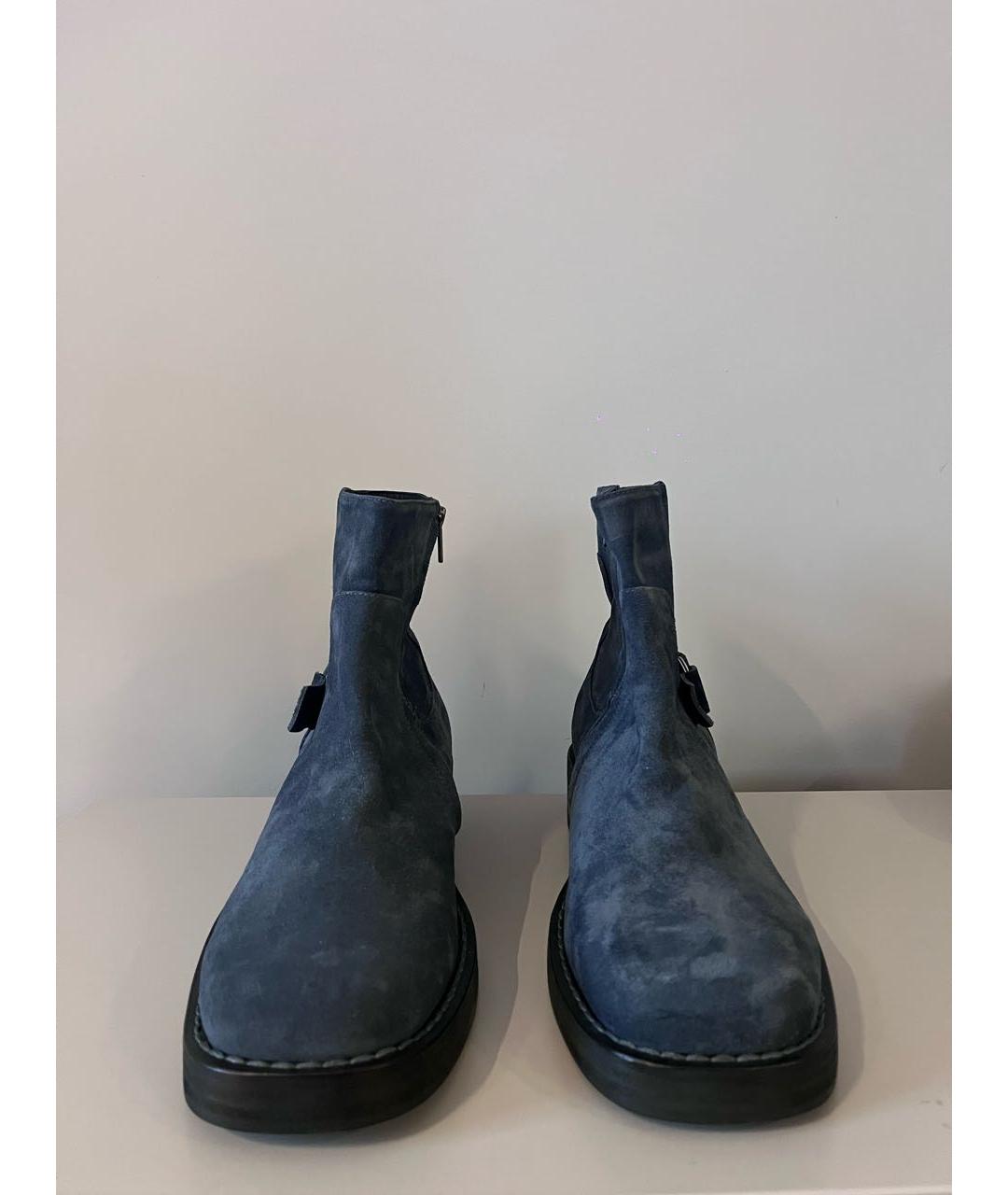 RAF SIMONS Голубые замшевые высокие ботинки, фото 3