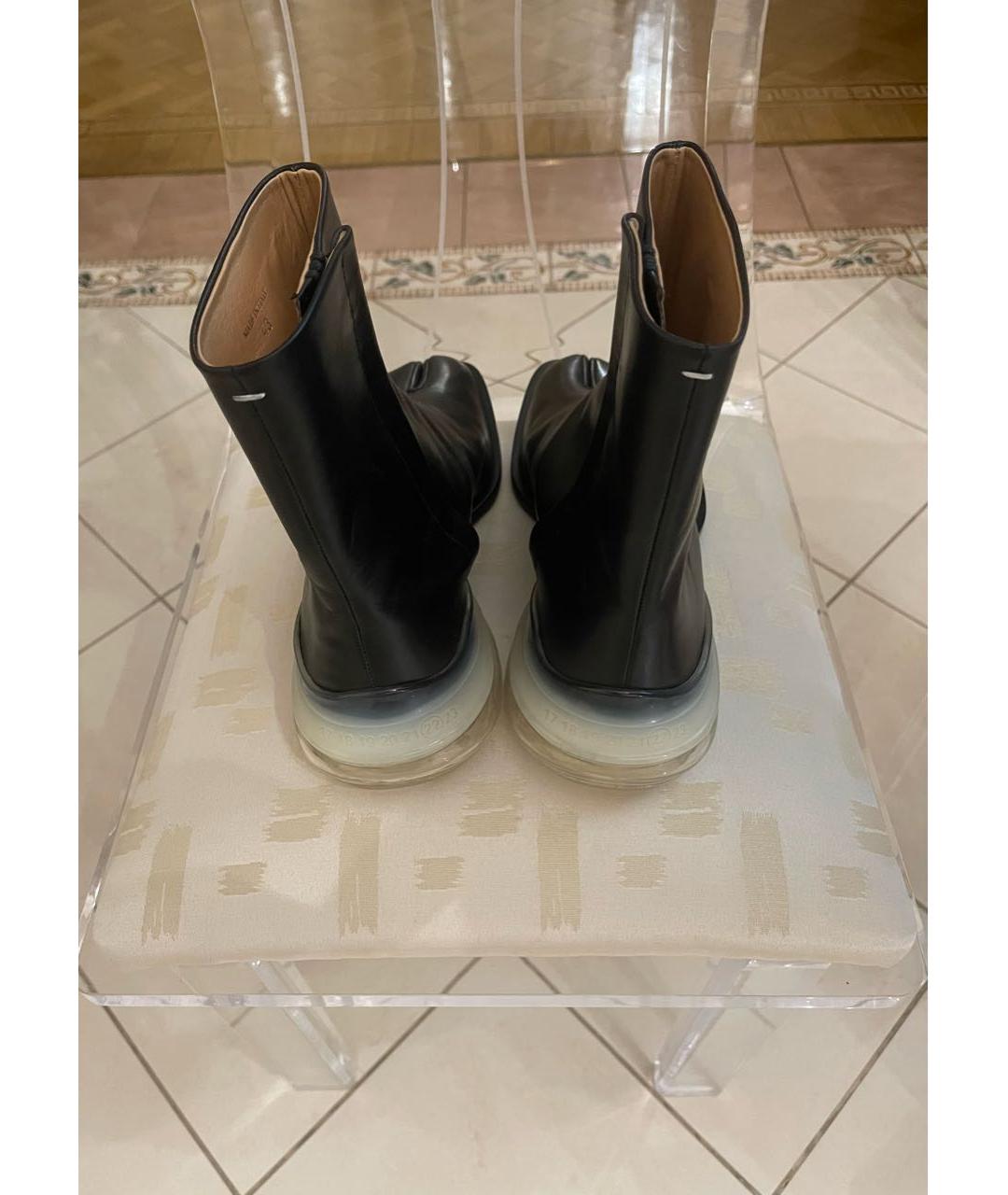 MAISON MARGIELA Черные кожаные высокие ботинки, фото 4