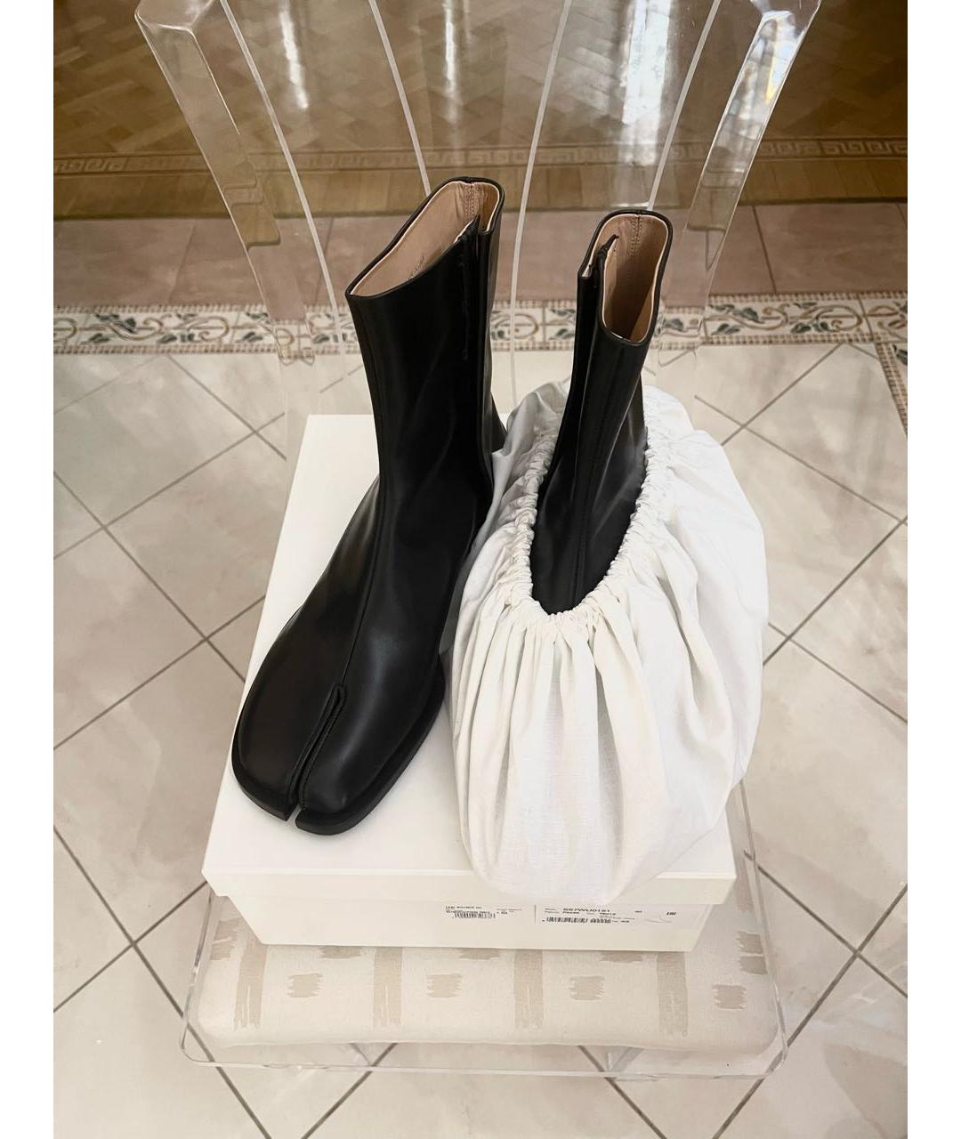 MAISON MARGIELA Черные кожаные высокие ботинки, фото 6