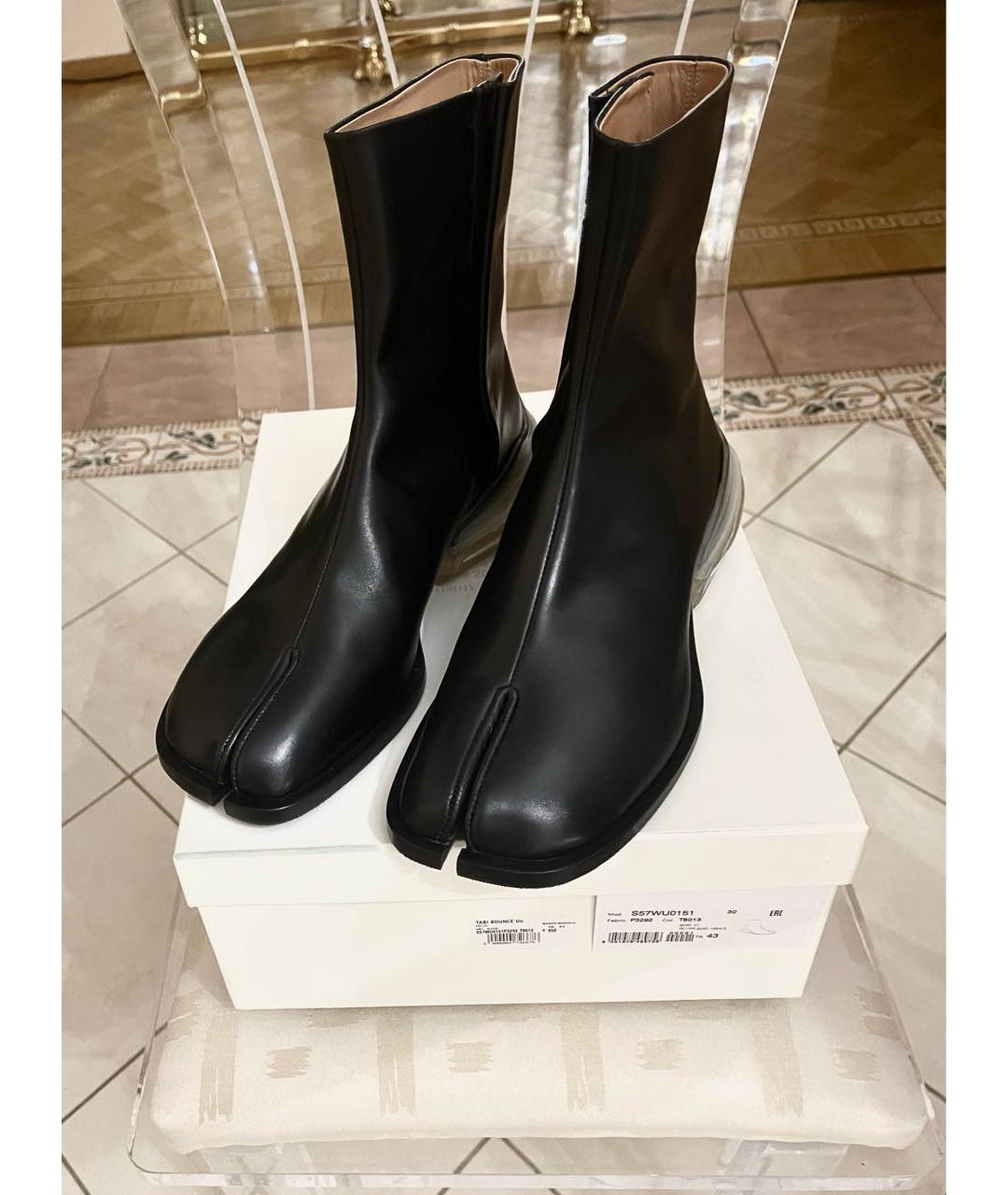 MAISON MARGIELA Черные кожаные высокие ботинки, фото 5