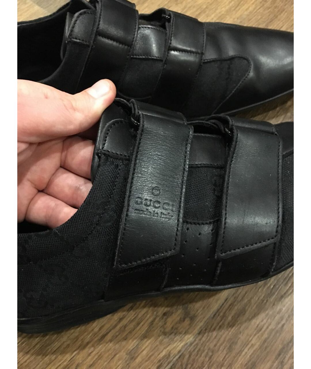 GUCCI Черные кожаные низкие кроссовки / кеды, фото 2