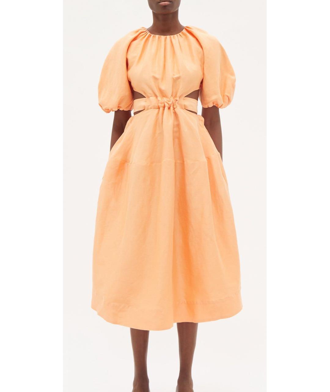 AJE Оранжевое хлопковое коктейльное платье, фото 4