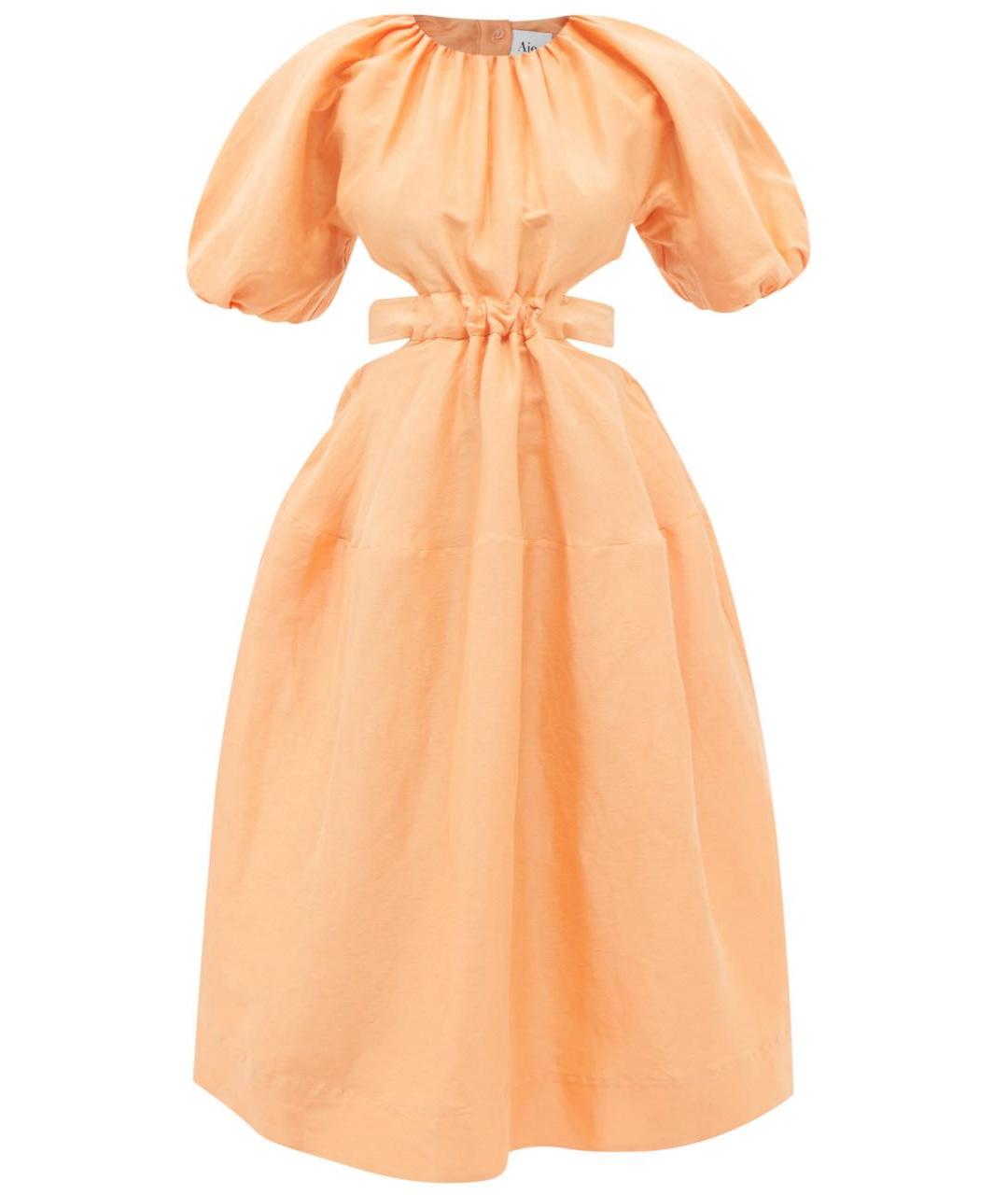 AJE Оранжевое хлопковое коктейльное платье, фото 5