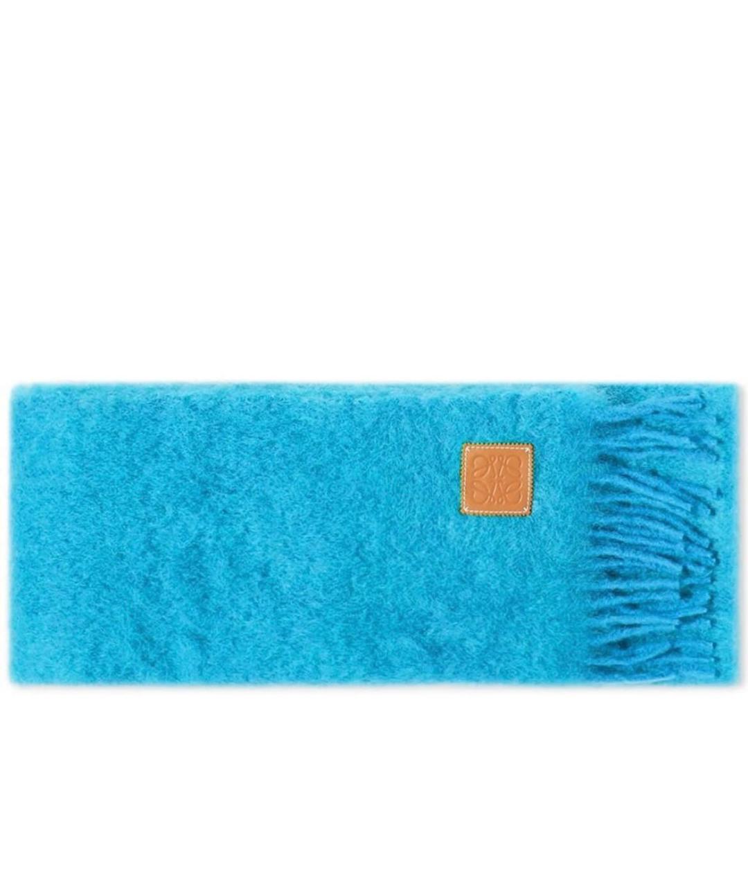 LOEWE Синий шерстяной шарф, фото 4