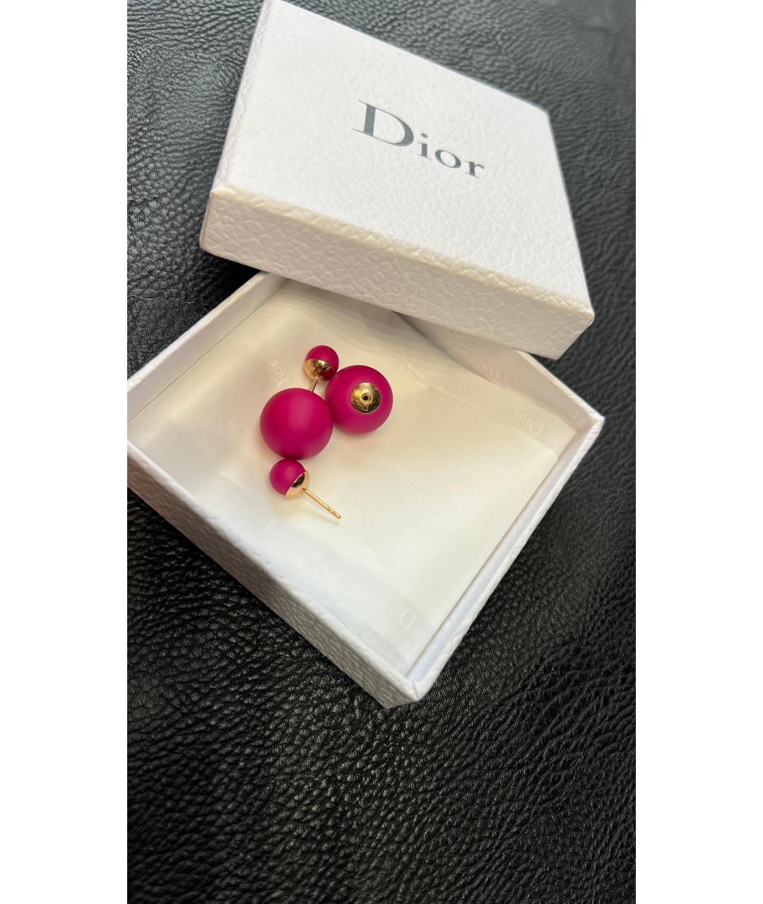 CHRISTIAN DIOR Фуксия пластиковые серьги, фото 2