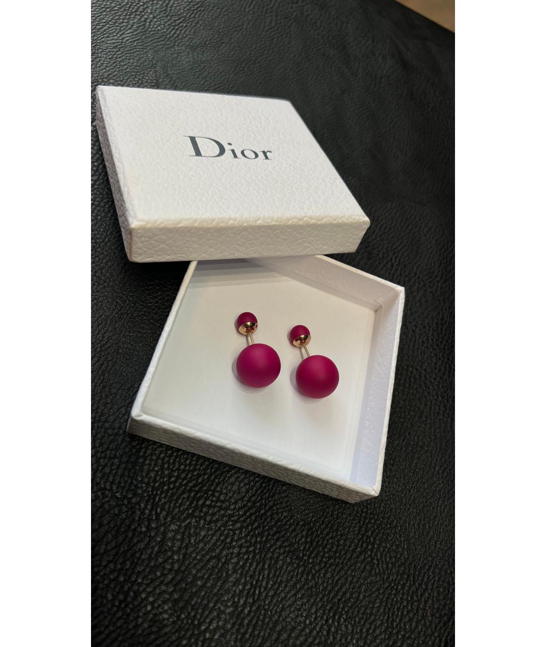 CHRISTIAN DIOR Фуксия пластиковые серьги, фото 5