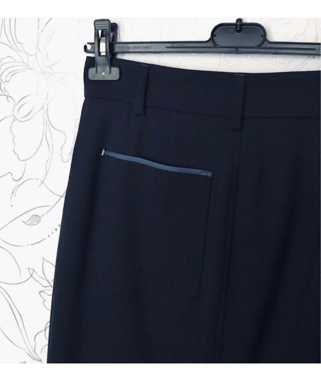 SPORTMAX Темно-синяя шерстяная юбка миди, фото 4