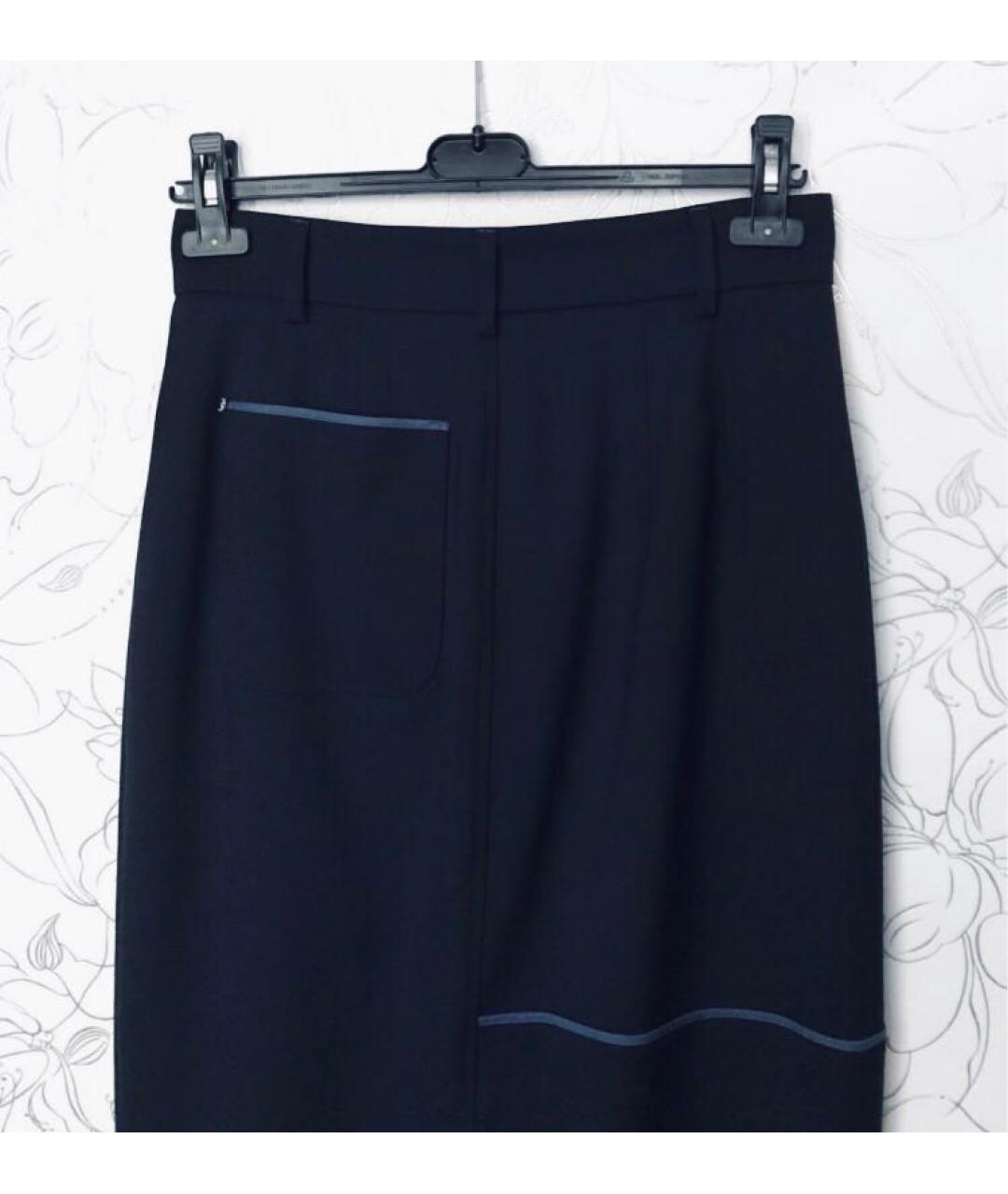 SPORTMAX Темно-синяя шерстяная юбка миди, фото 5