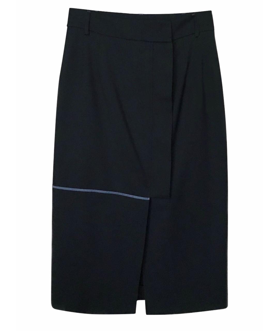 SPORTMAX Темно-синяя шерстяная юбка миди, фото 8