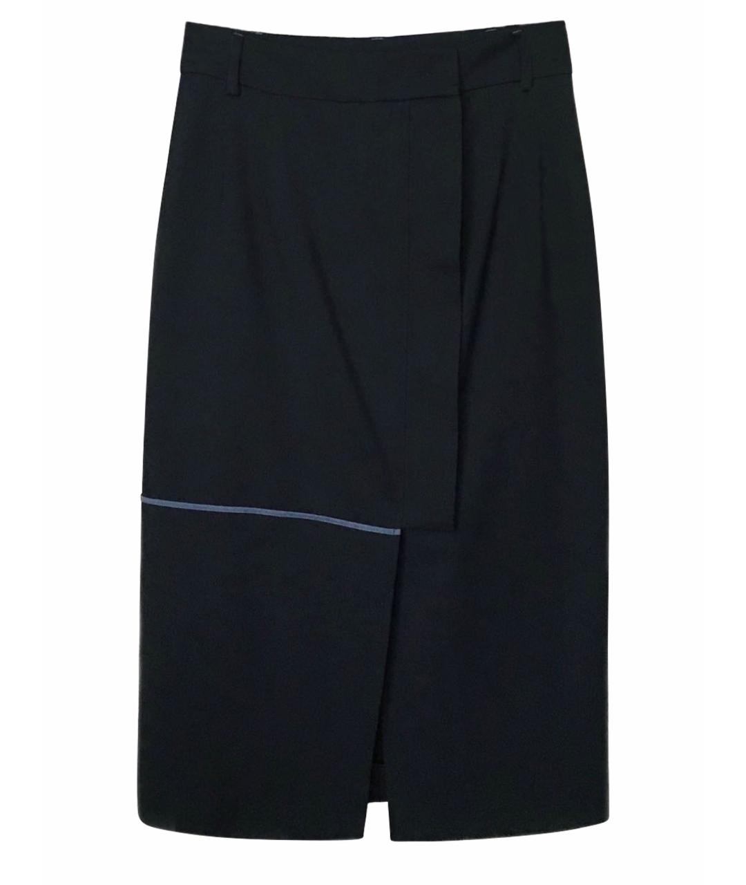 SPORTMAX Темно-синяя шерстяная юбка миди, фото 1