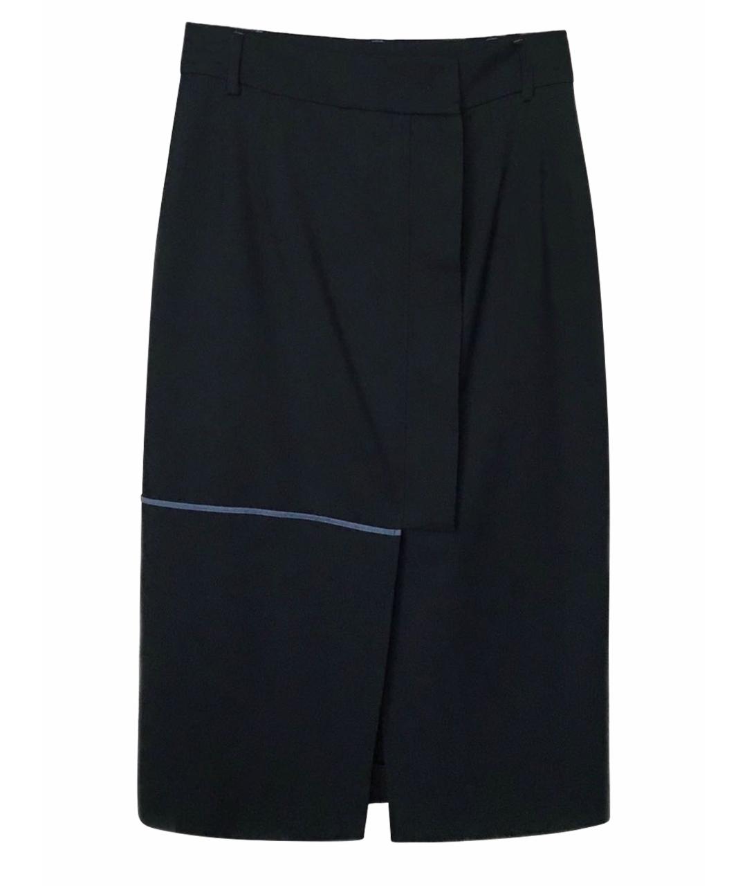 SPORTMAX Темно-синяя шерстяная юбка миди, фото 9