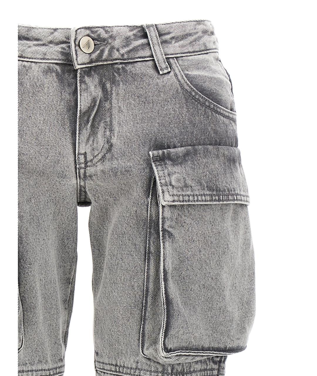 THE ATTICO Серые хлопковые прямые джинсы, фото 3