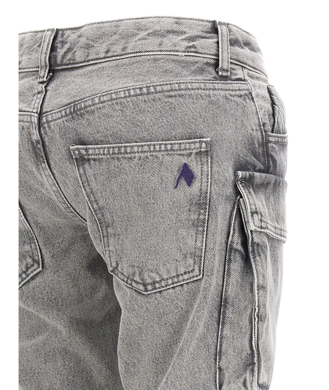 THE ATTICO Серые хлопковые прямые джинсы, фото 4