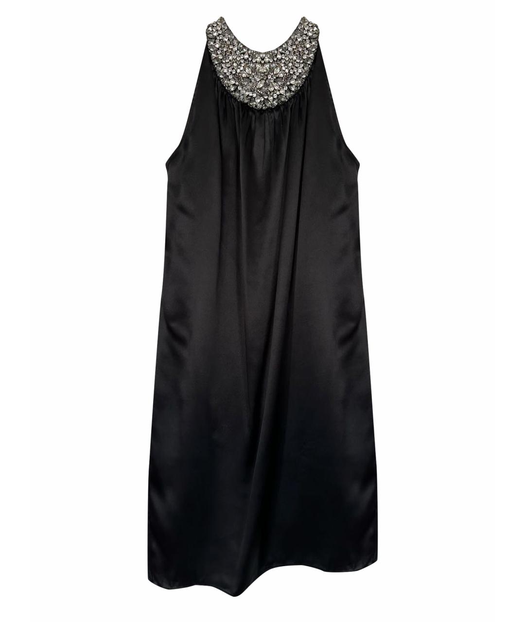BOUTIQUE MOSCHINO Черное шелковое вечернее платье, фото 1