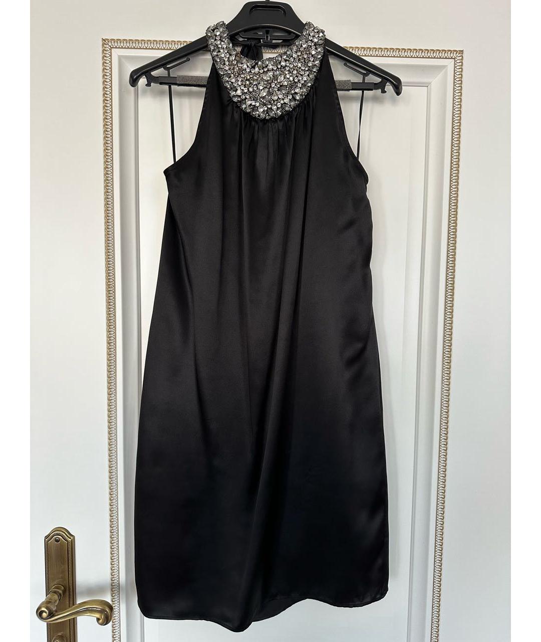 BOUTIQUE MOSCHINO Черное шелковое вечернее платье, фото 9