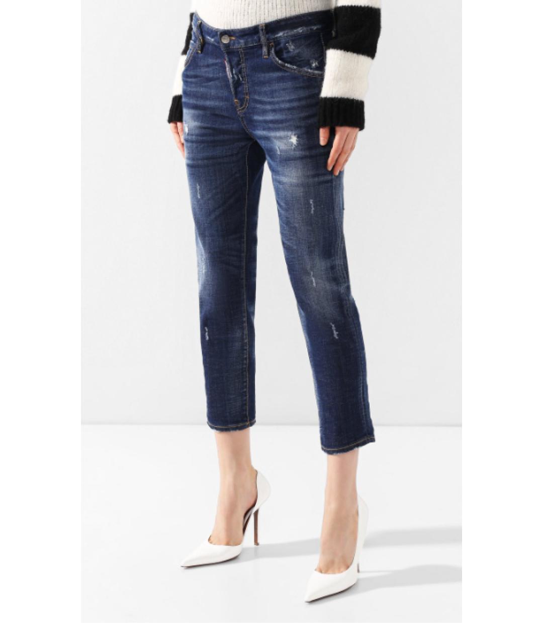 DSQUARED2 Темно-синие хлопковые джинсы слим, фото 3