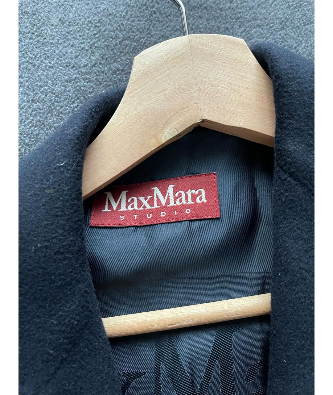 MAX MARA STUDIO Темно-синее шерстяное пальто, фото 4