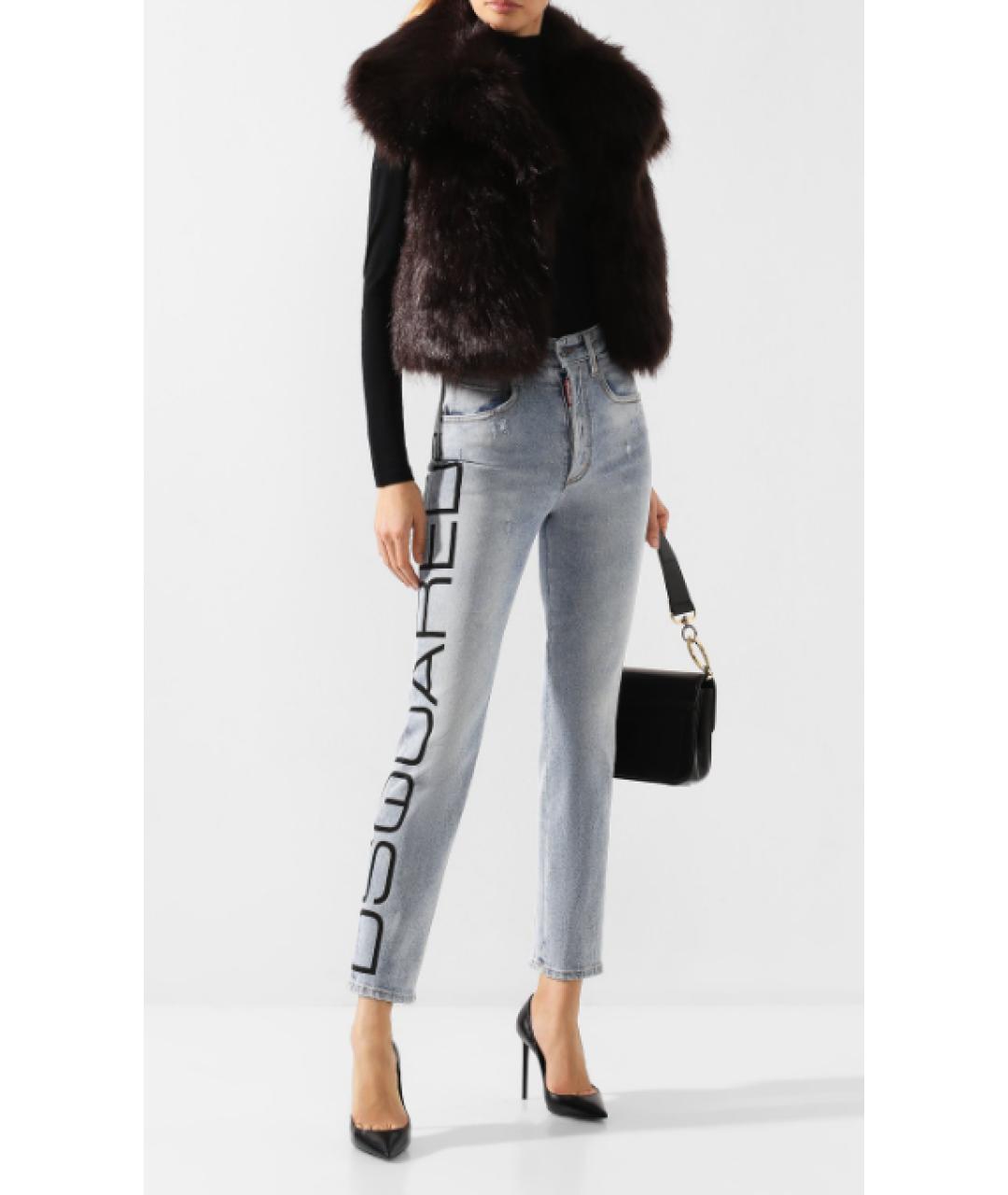 DSQUARED2 Голубые хлопковые прямые джинсы, фото 5