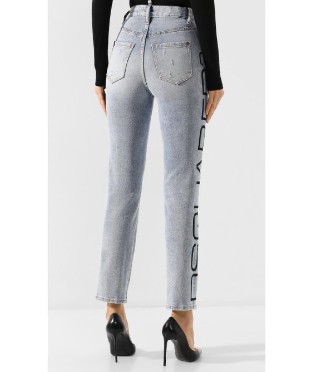 DSQUARED2 Голубые хлопковые прямые джинсы, фото 4