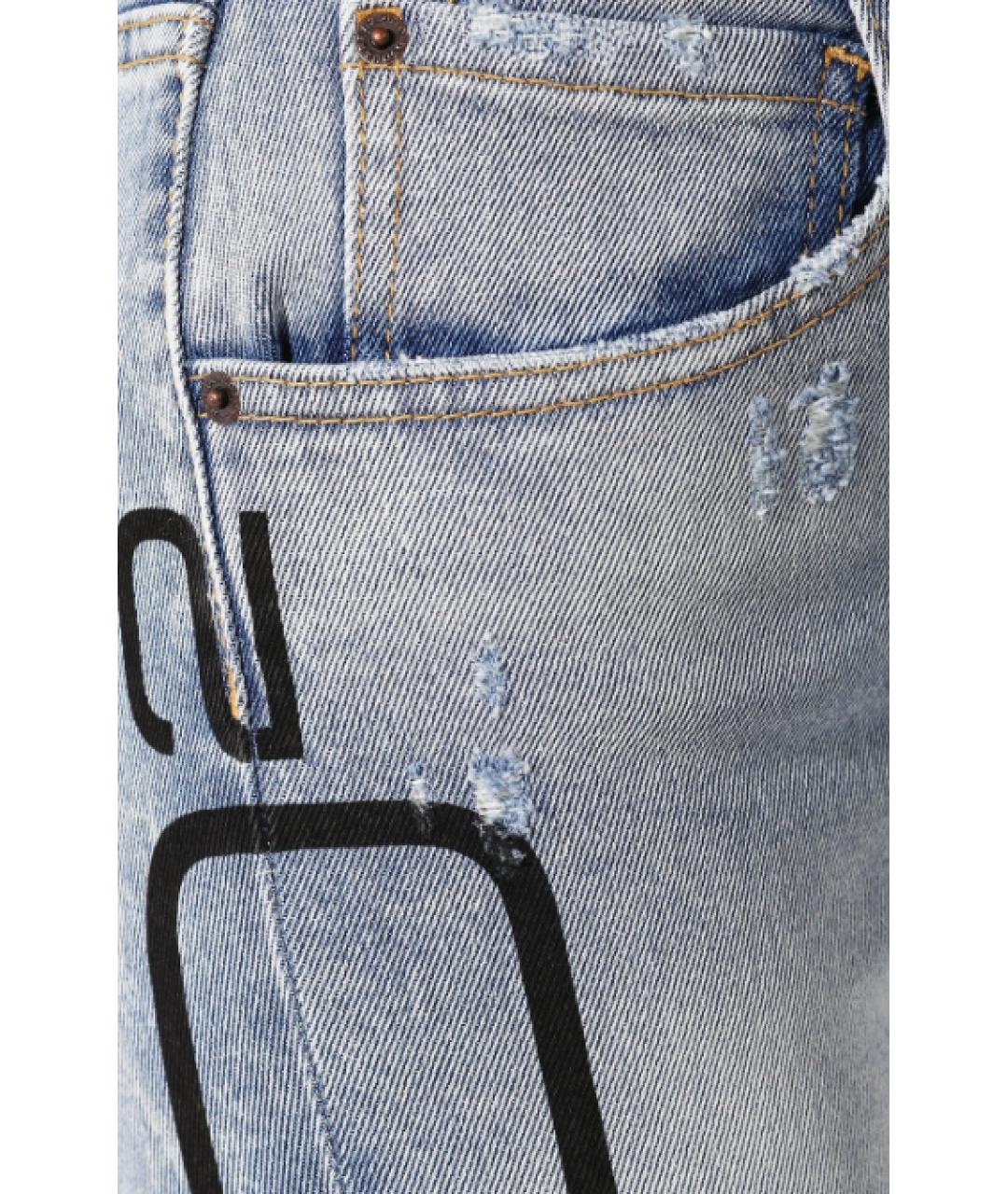 DSQUARED2 Голубые хлопковые прямые джинсы, фото 2