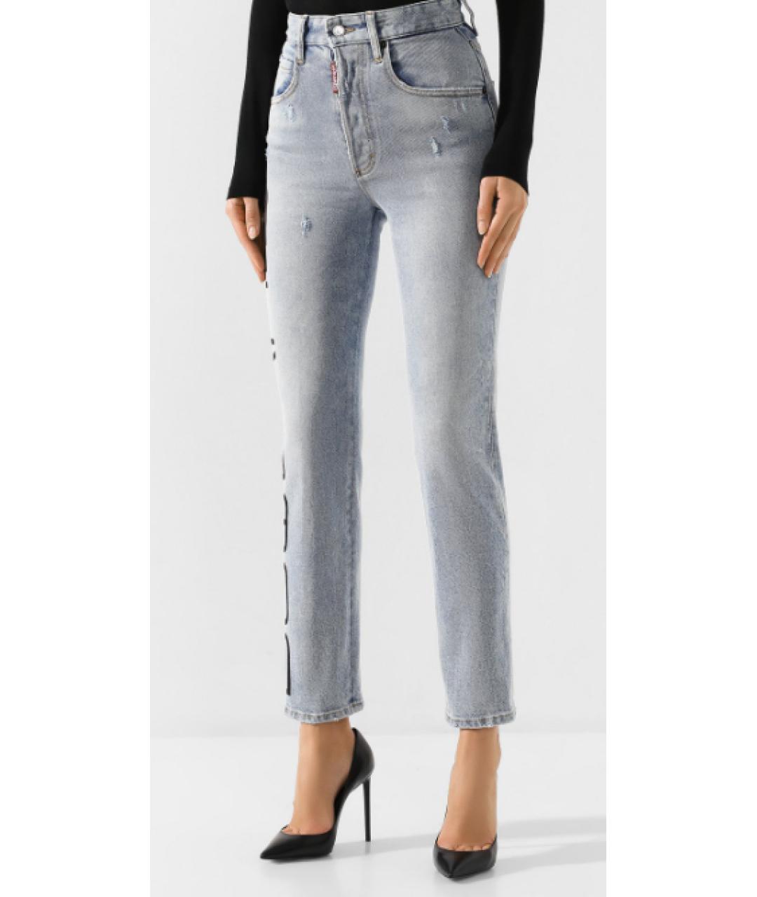 DSQUARED2 Голубые хлопковые прямые джинсы, фото 3