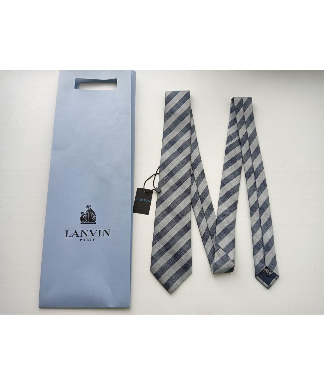 LANVIN Серый шелковый галстук, фото 3