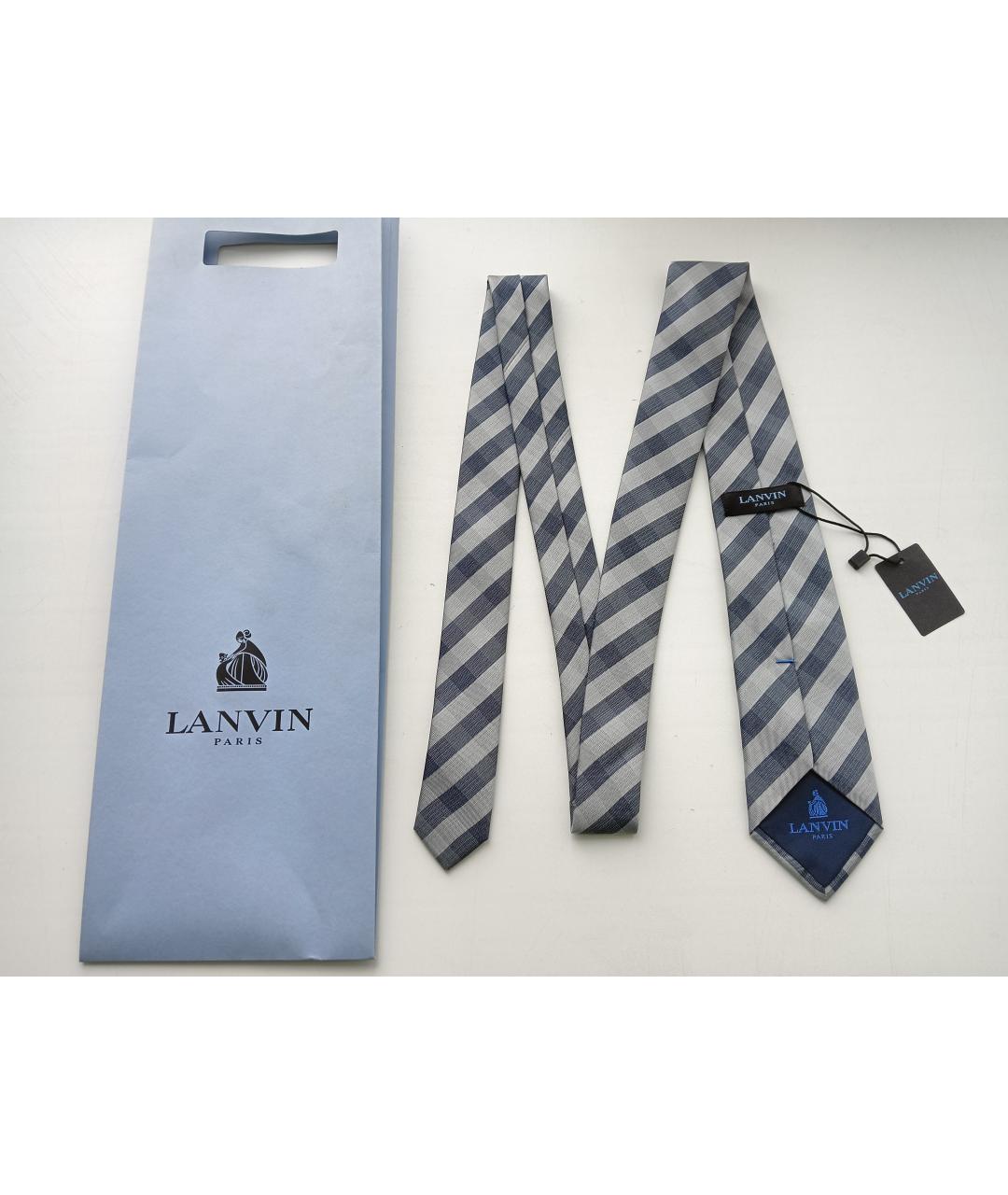 LANVIN Серый шелковый галстук, фото 2
