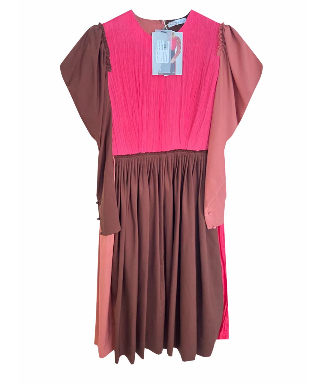 REJINA PYO Коричневое шерстяное коктейльное платье, фото 1