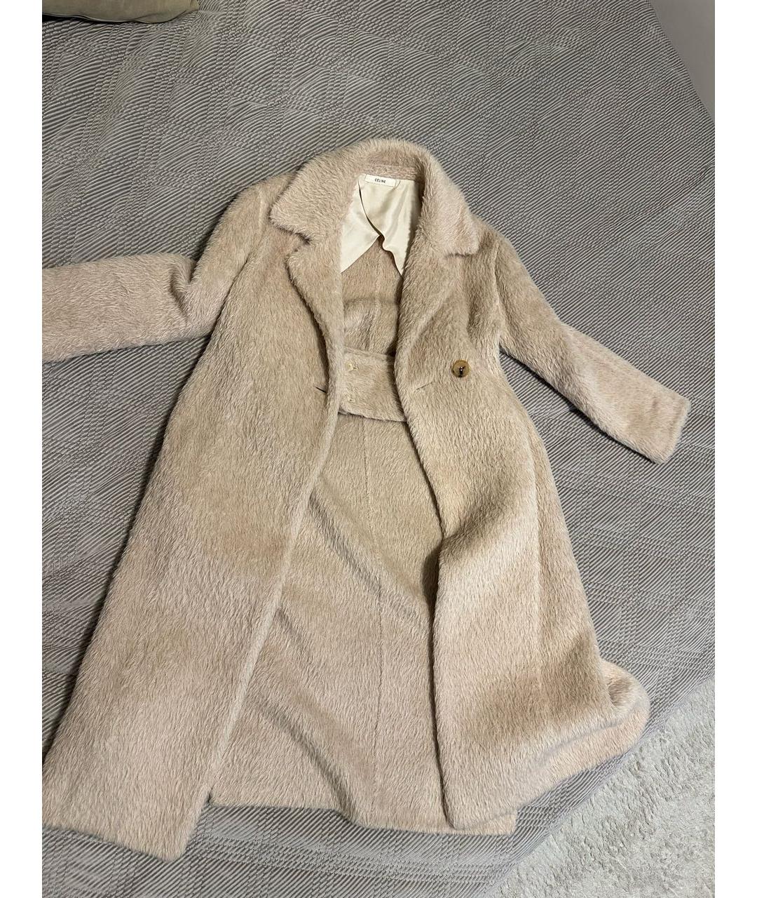 CELINE PRE-OWNED Бежевое шерстяное пальто, фото 4