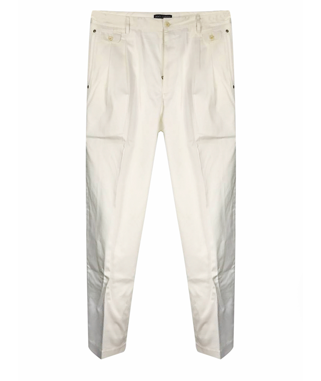 DOLCE&GABBANA Белые хлопковые классические брюки, фото 1