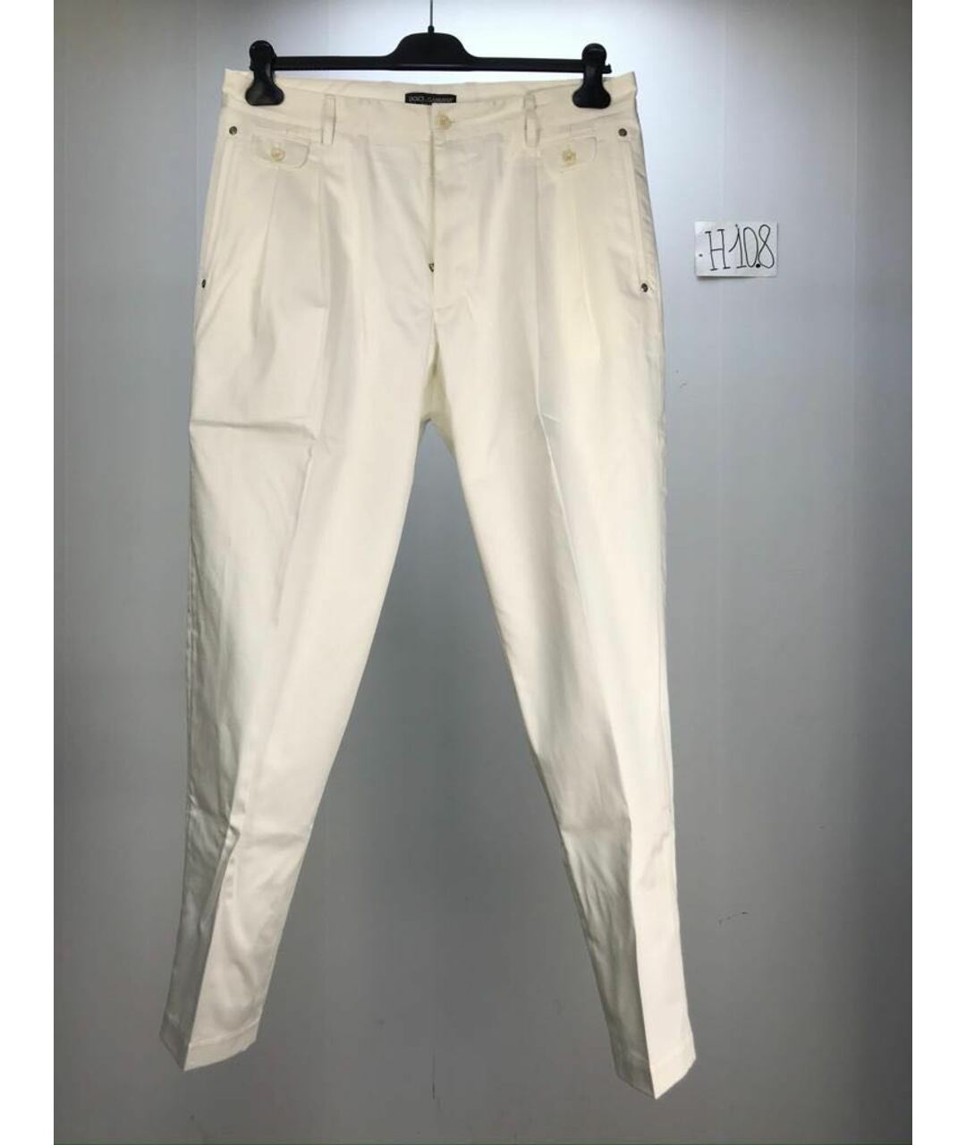 DOLCE&GABBANA Белые хлопковые классические брюки, фото 4