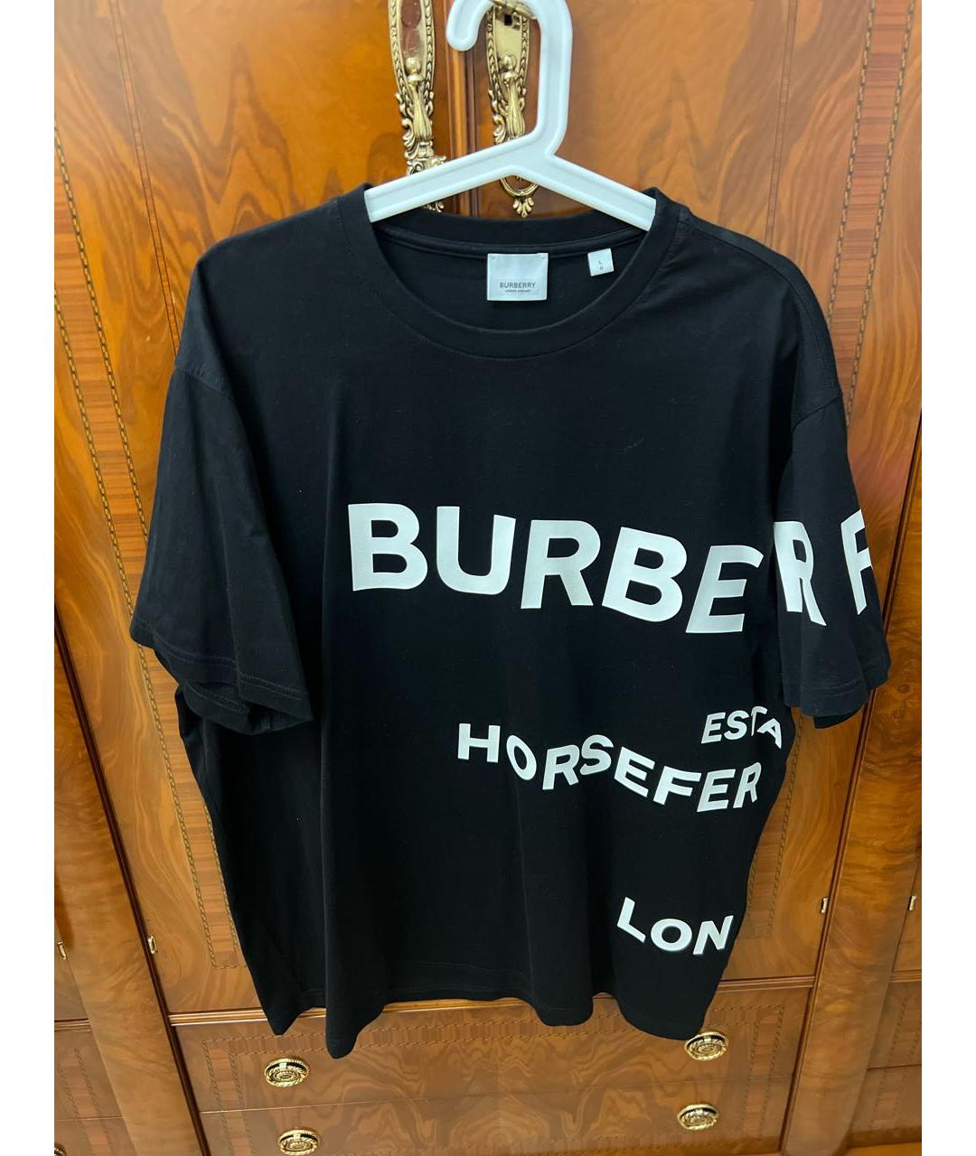 BURBERRY Черная хлопковая футболка, фото 2