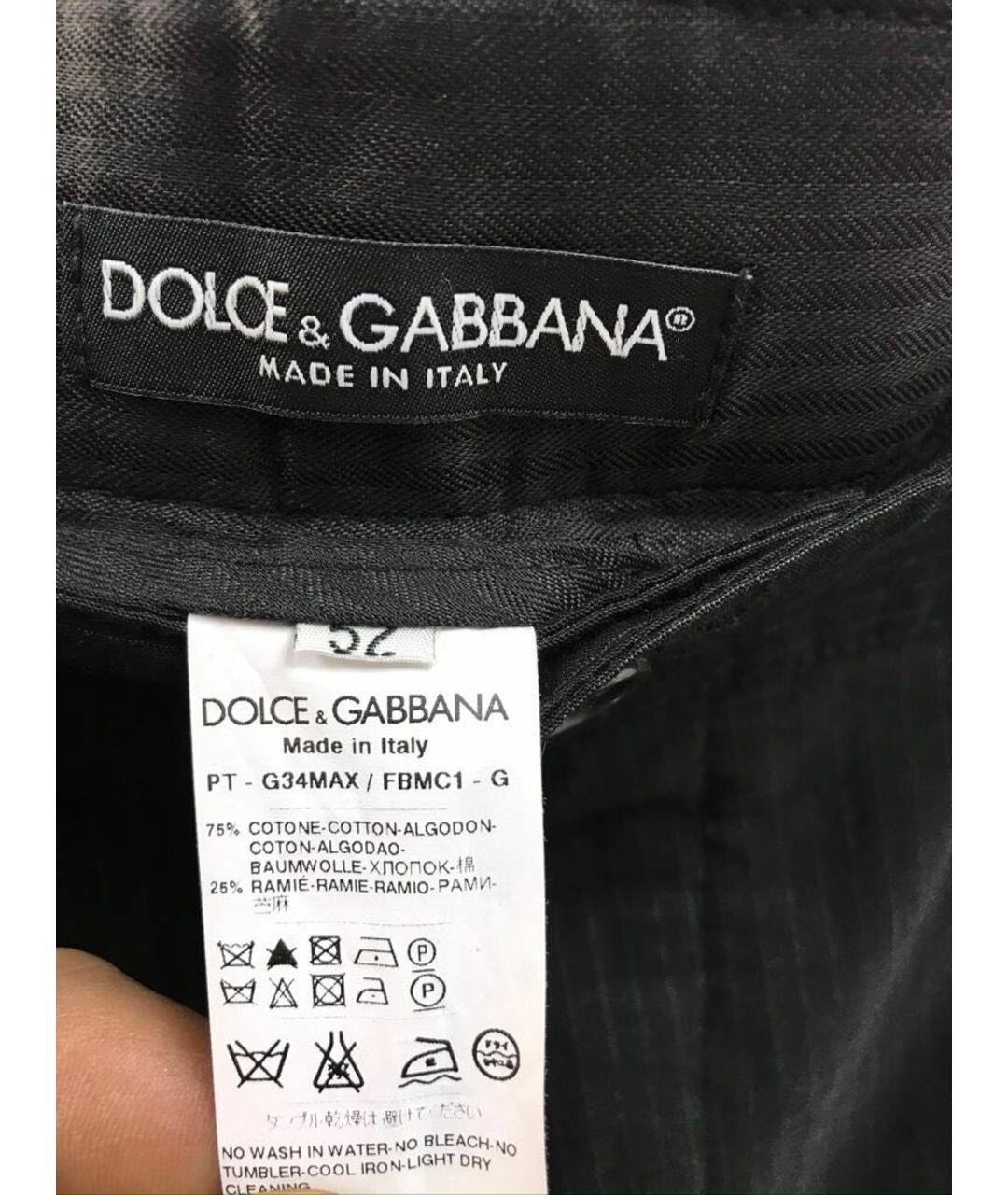 DOLCE&GABBANA Черные хлопковые классические брюки, фото 3