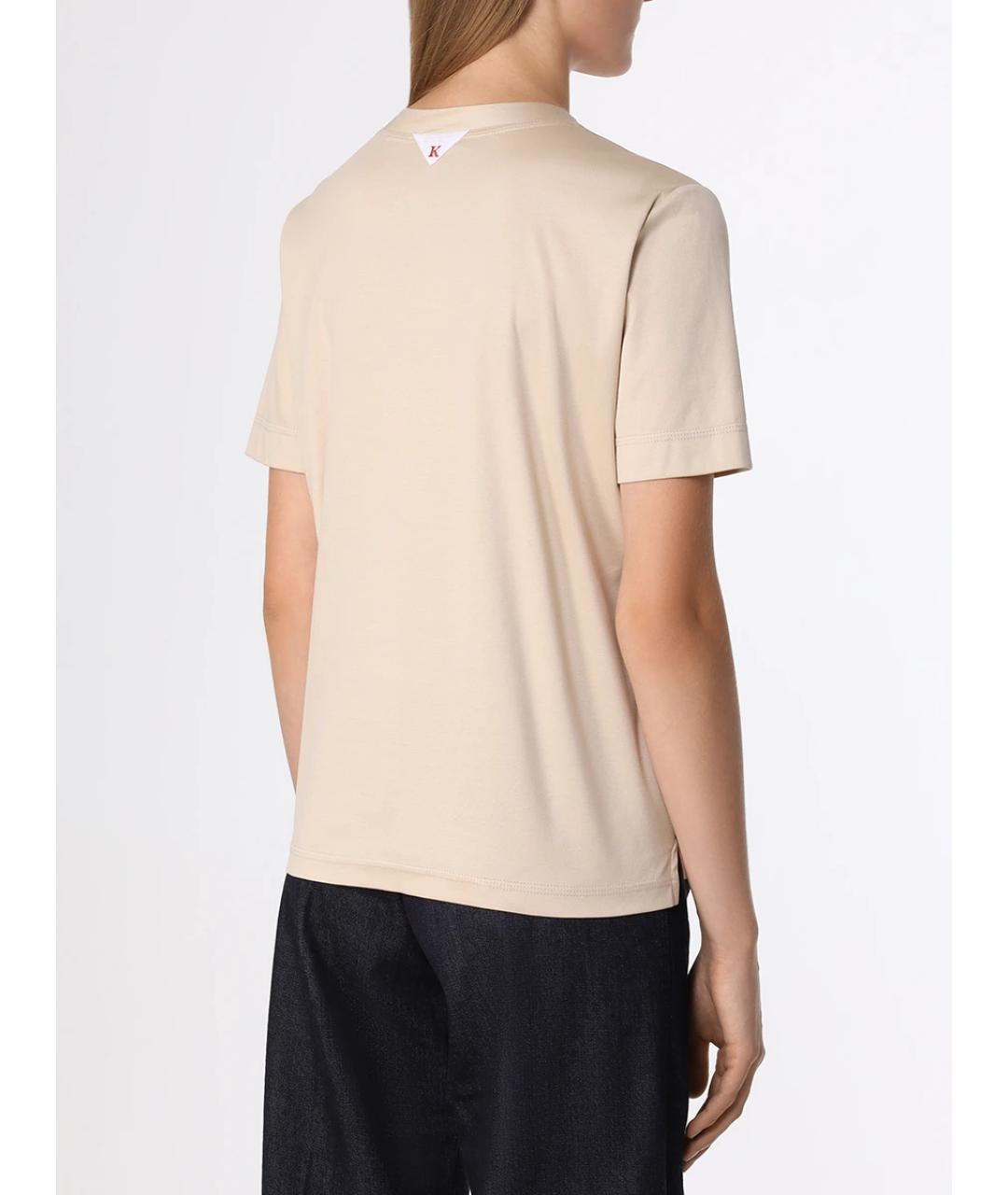 KITON Бежевая хлопковая футболка, фото 2