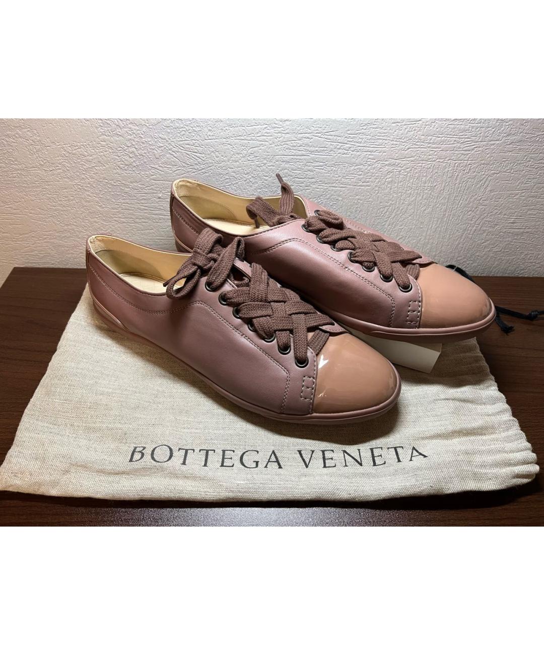 BOTTEGA VENETA Коричневые кеды из лакированной кожи, фото 5