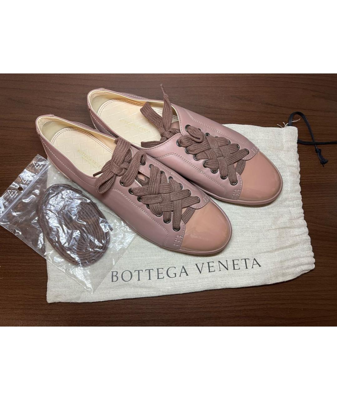 BOTTEGA VENETA Коричневые кеды из лакированной кожи, фото 4