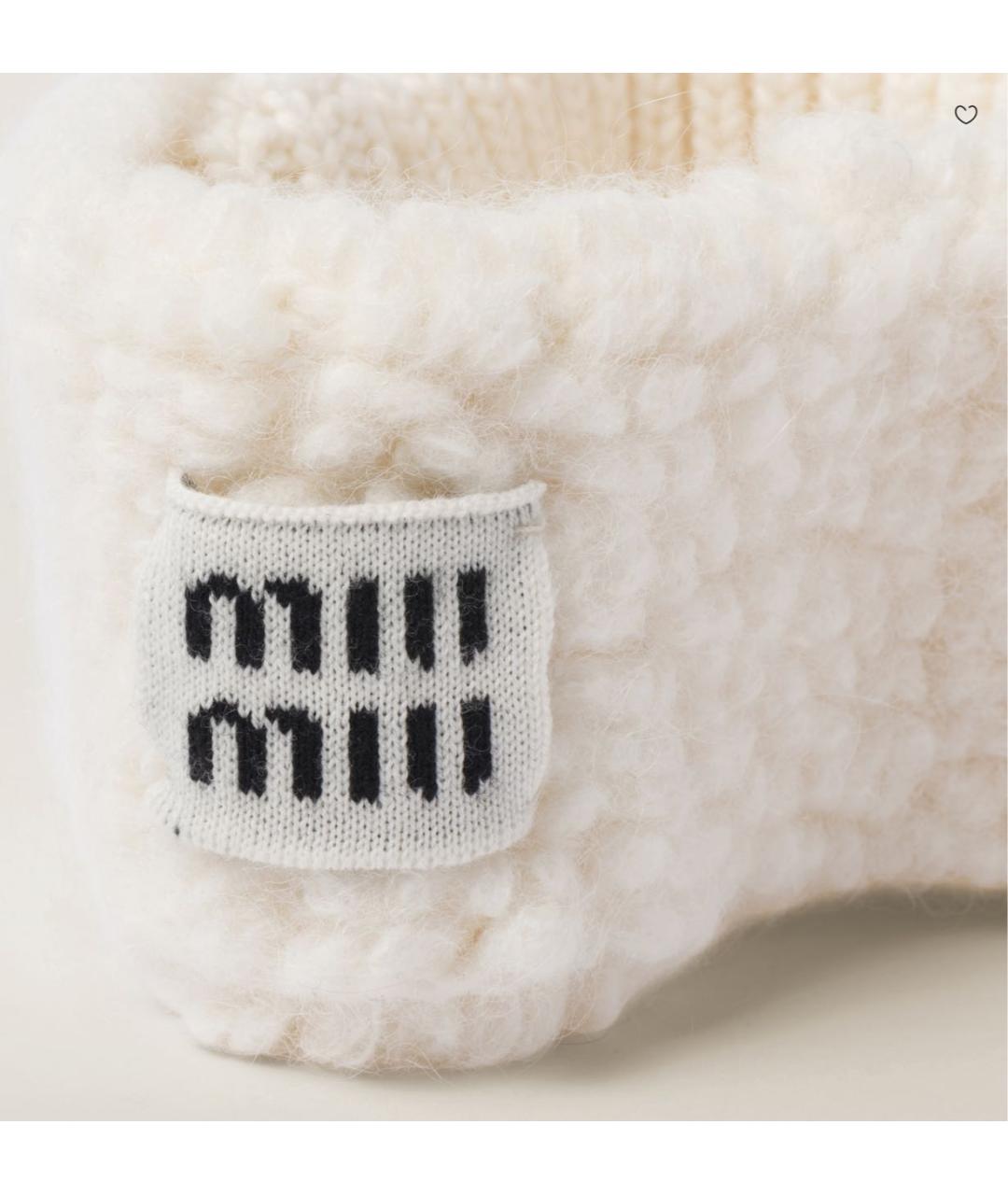 MIU MIU Белая шерстяная повязка на голову, фото 3