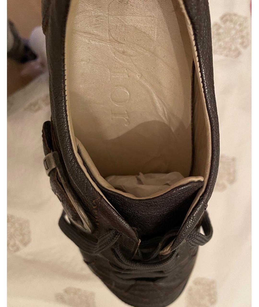 CHRISTIAN DIOR PRE-OWNED Антрацитовые кожаные кроссовки, фото 3