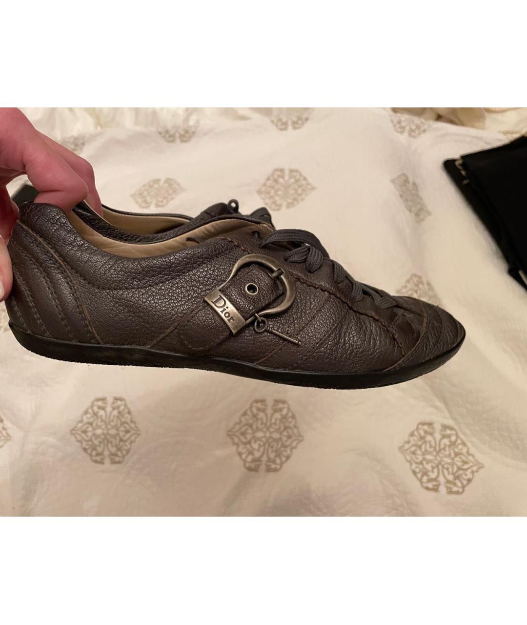 CHRISTIAN DIOR PRE-OWNED Антрацитовые кожаные кроссовки, фото 6