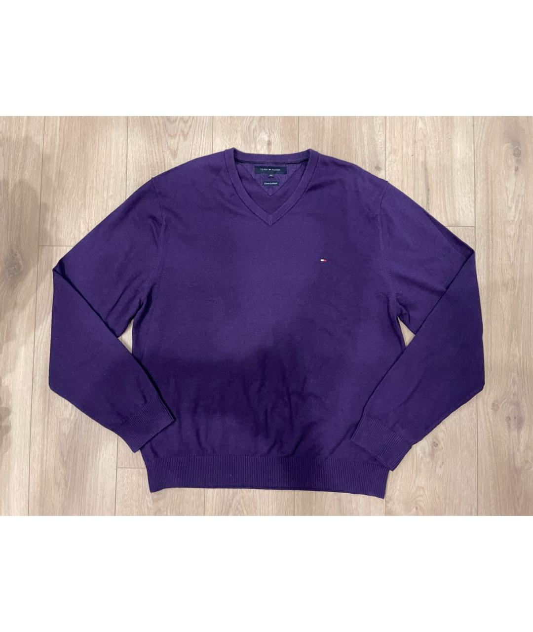 TOMMY HILFIGER Фиолетовый хлопковый джемпер / свитер, фото 7