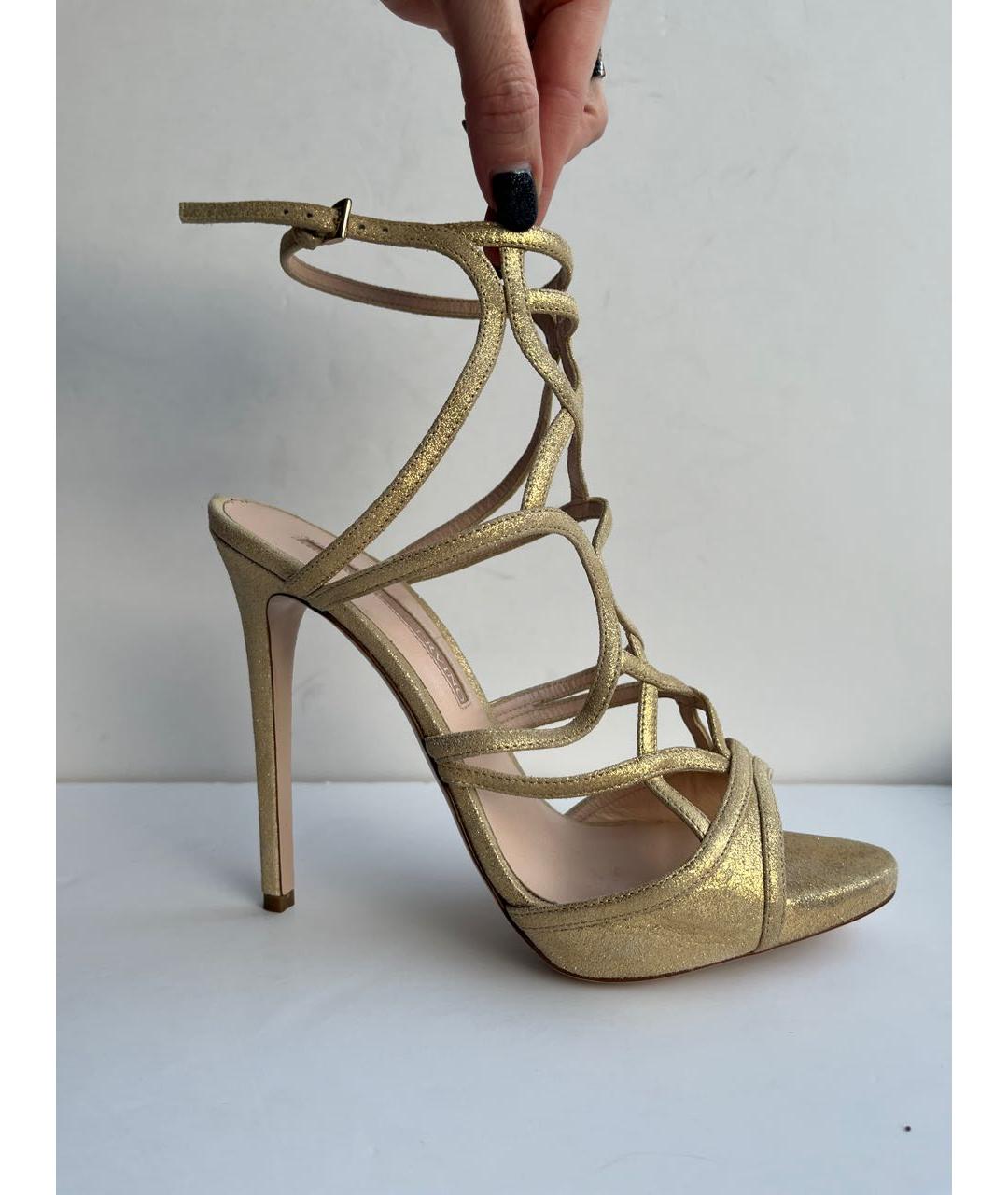 ERMANNO SCERVINO Золотые замшевые босоножки, фото 8
