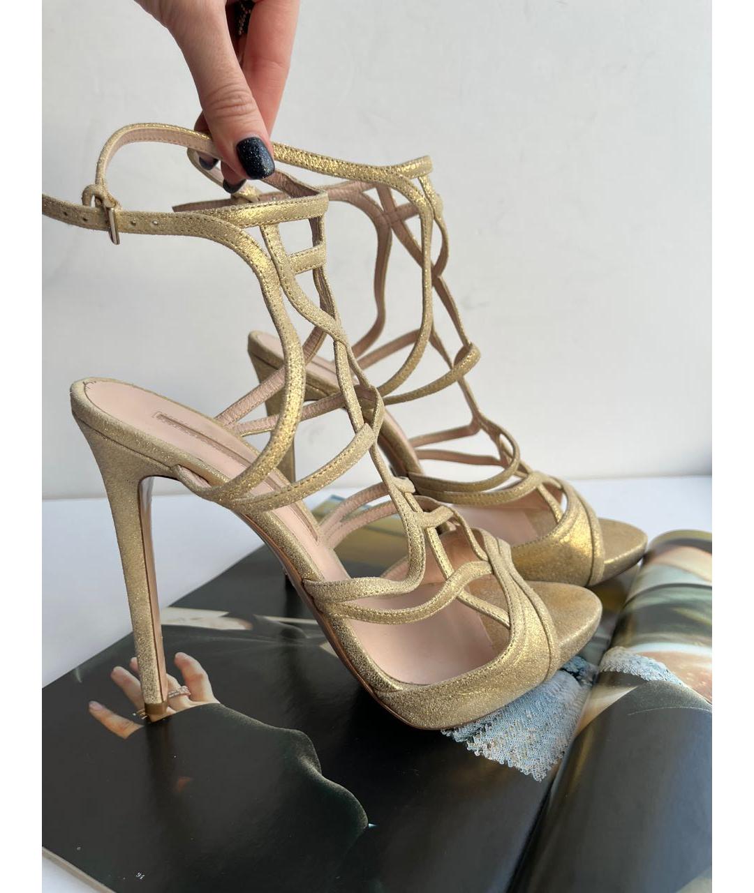 ERMANNO SCERVINO Золотые замшевые босоножки, фото 2