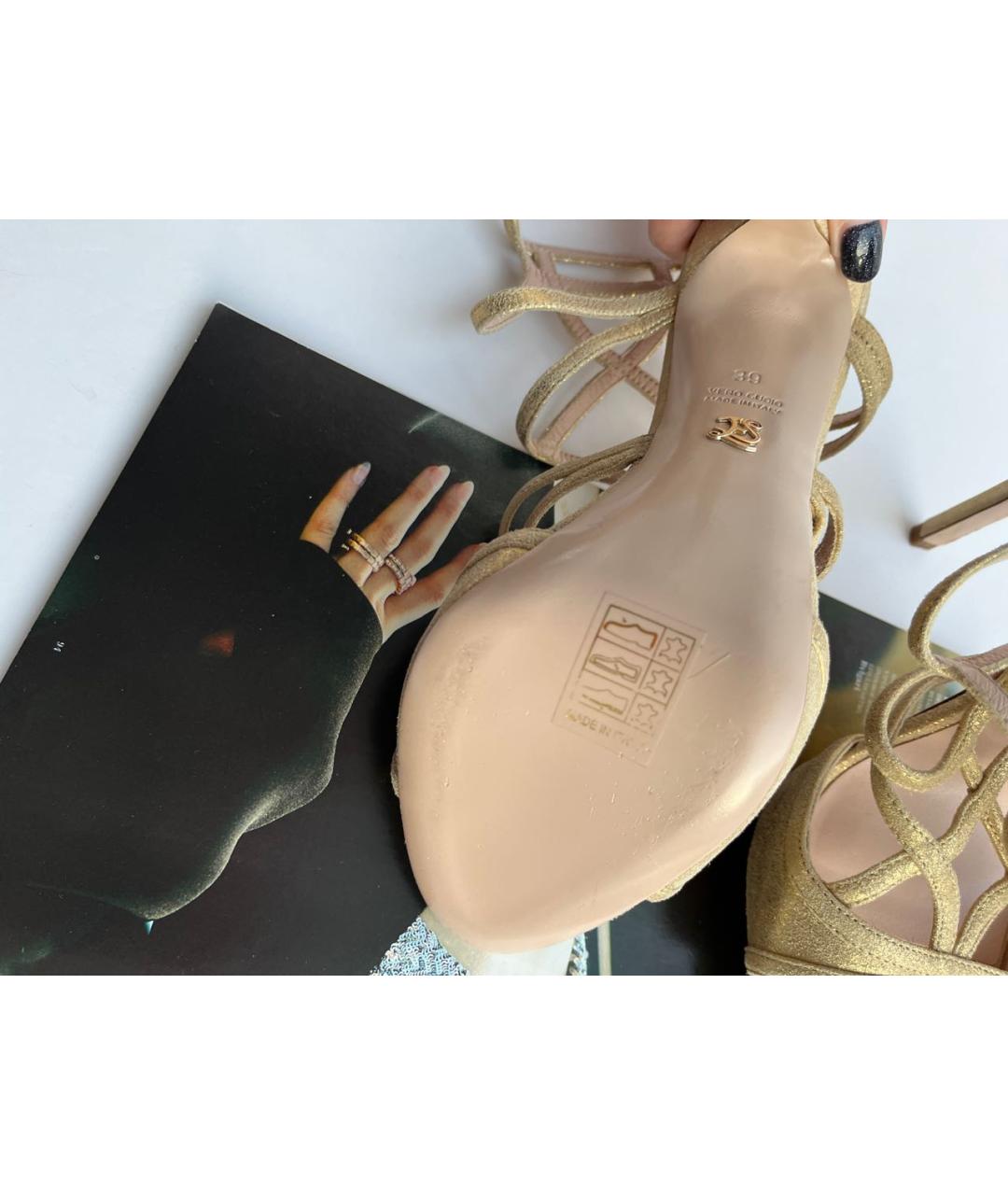 ERMANNO SCERVINO Золотые замшевые босоножки, фото 5